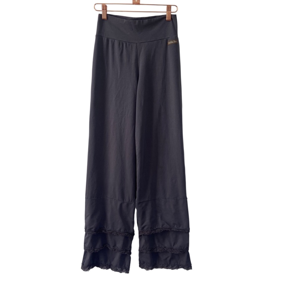 Matilda Jane Finn Gray Crochet Trim Tiered Pull On Pants Lagenlook Artsy Small
